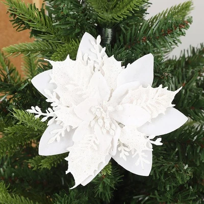 10 PIEZAS Navidad Grande Flor Brillo Árbol Colgante Fiesta Navidad Decoración Foto 1 de 4