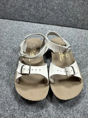 Sun San Surfer Leather Sandals Buckle White Hoyway Saltwater Girls Size 10 - Image 1 of 4