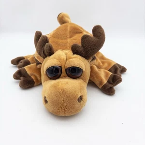 Juguete de peluche vintage Caltoy de alce marioneta de mano marrón tostado - Imagen 1 de 7