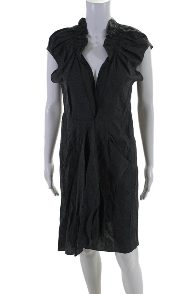 Vestido Vanessa Bruno Mujer Manga Corta Cuello en V Volantes Gris Talla IT 38 Foto 1 de 4