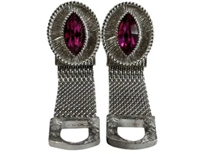 Vintage Swank Mesh/Rhinestone Cufflinks - Imagen 1 de 8