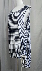 POL Top s.16 (US 12) NWT Aria Linen Tank Black White Stripe - Bild 1 von 12