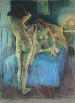 LEWIS DAVIES (1939-2010) DESLUMBRANTE s&d nus femininos pastel interesse lésbico GRANDE - Imagem 1 de 4