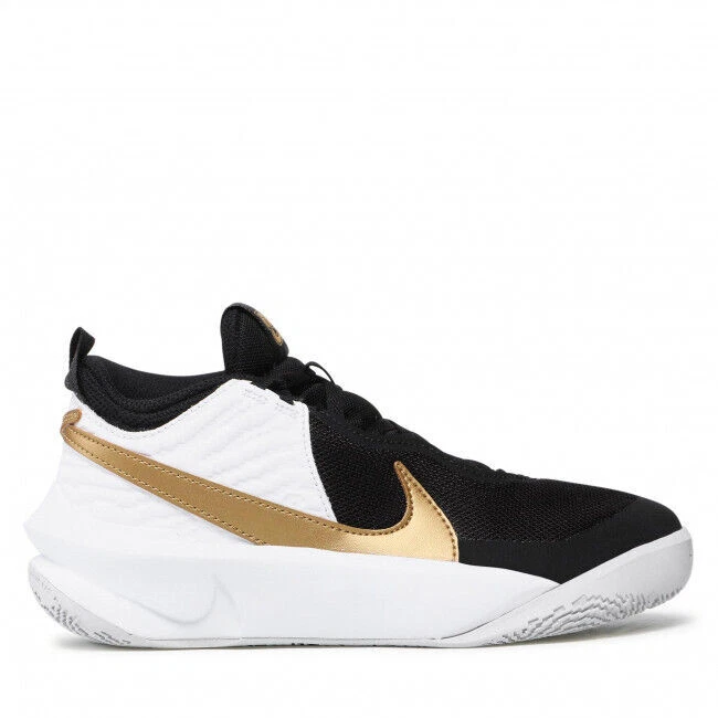 Size 4 (GS) - Nike Team Hustle D10 Low Black Metallic Gold
