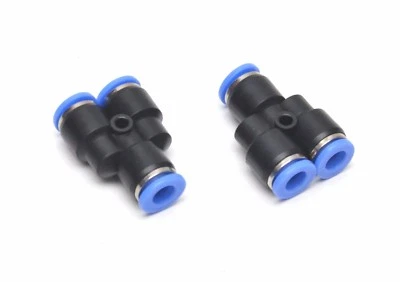 2 Pack 8mm 5/16" OD Push to Connect Y Fitting Splitter Union Air Pneumatic - Image 1 of 4