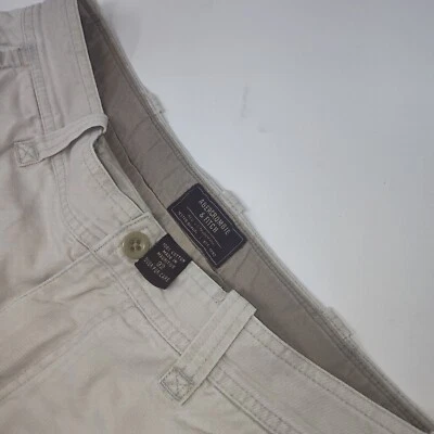 Pantalones Cortos De Colección Abercrombie Fitch Para Hombres 34 Cordones Carga Pantalones Cortos Caqui Distress Foto 1 de 4