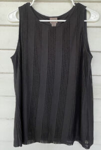 Easy wear Chicos size 1 Charcoal gray sleeveless blouse￼