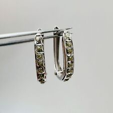 Estate 14K White Gold Mini Petite Latch Back Earrings w/Resin Crystals 15x11mm