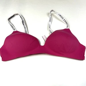 Victoria's Secret 36B T-Shirt leicht gefüttert BH ohne Bügel einfarbig rosa Spruch 2226 - Bild 1 von 13