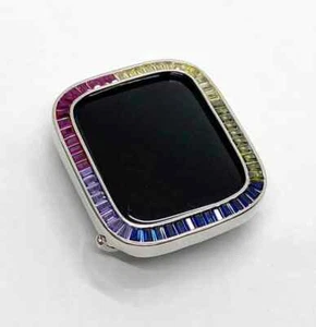 Silver Rainbow Apple Watch Cover 40mm 41mm 44mm 45mm Apple Watch Case Bling - Picture 1 of 10