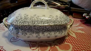 Flow Blue Transferware Staffordshire Tureen & Lid Henry Alcock Utopian Pattern - Picture 1 of 7
