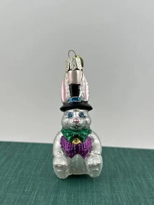 OWC Old World Christmas 2001 Top Hat Bunny Rabbit Magician Easter Ornament - Picture 1 of 6