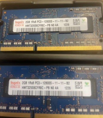 Hynix 4GB (2x2GB) 1Rx8 PC3 12800S DDR3  Laptop Memory - Image 1 of 3