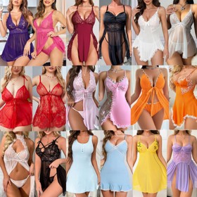 Women's Sexy-Lingerie Babydoll G-string Sleepwear Underwear Lace Dress Nightwear