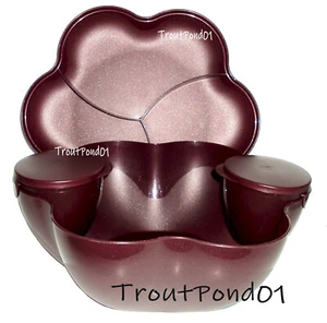 Tupperware Open House Chip N Dip Lg Salad Snack Serving Bowl Divided Tray Purple - Picture 1 of 6