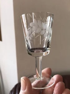 6 x Vintage Retro Sherry Liqueur Port Glasses With Etched Leaf Design Glass - Picture 1 of 9