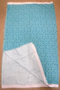 2 Yd x 60" Wide Basket-Weave Cotton Soft Aqua Floral Pattern Pajamas, Blankets++ - Picture 1 of 4