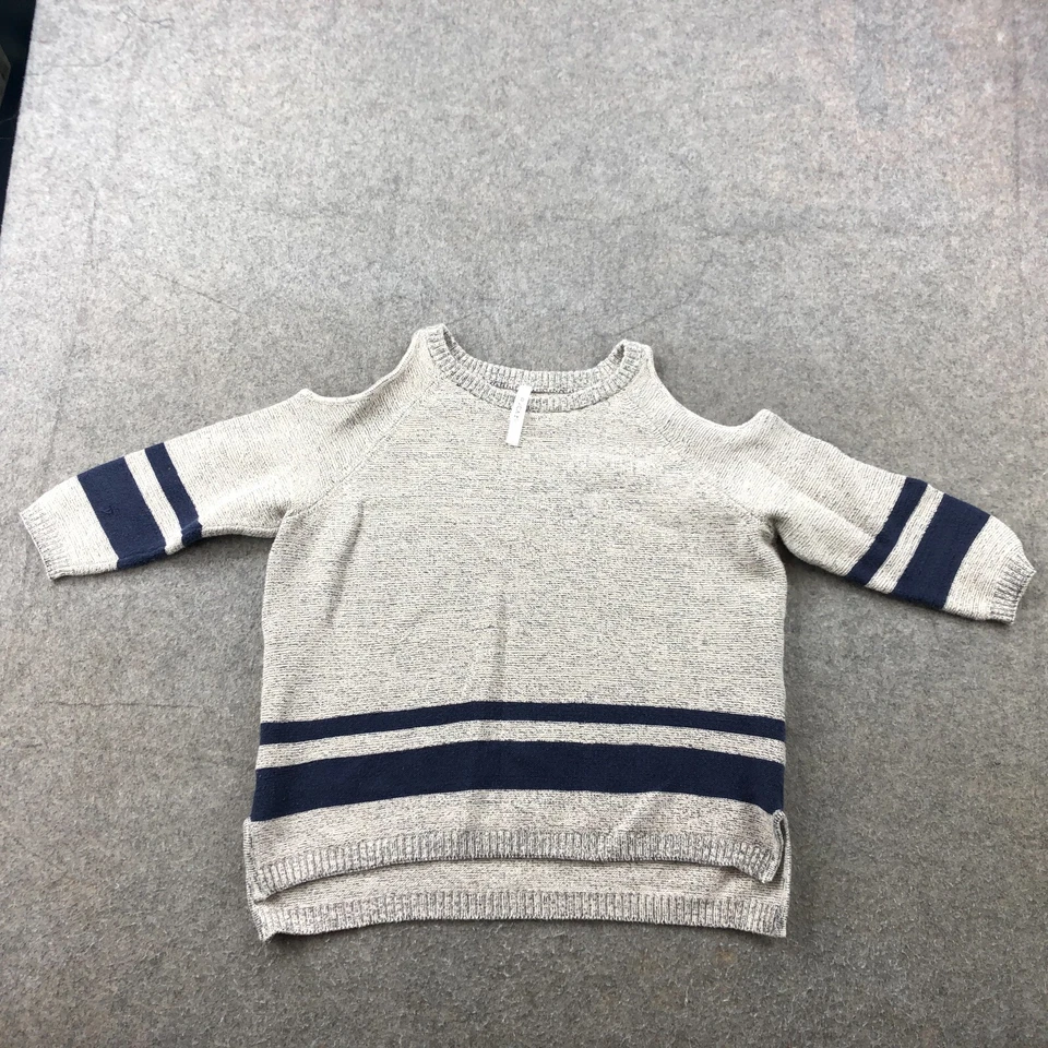 Suéter RVCA Mujer XS Gris Manga Corta Corte Hombro Frío Pullover Foto 1 de 4