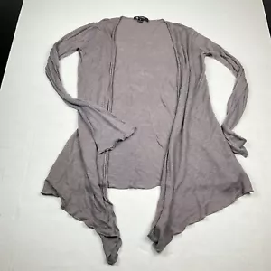 Acrobat Linen Cardigan Gray Draped Open Front Long Sleeve Knit Sweater SMALL - Picture 1 of 11