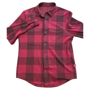 Lululemon Overshirt Mens Small Soft Knit Shirt Jacket Red Check Snap Up Plaid - Picture 1 of 11