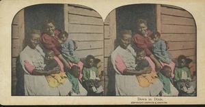 Antique Old Stereoview "Down In Dixie" Card 7" x 3.5" - Picture 1 of 1