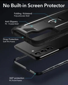 Galaxy S22 Military Grade Kickstand Case Supports Wireless charging! (black) - Picture 1 of 7