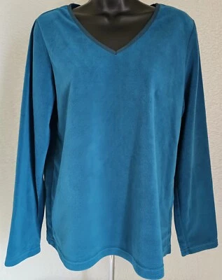Basic Editions Womens Shirt Top Blouse Size S Small Bluish Green Fleece - Image 1 of 4