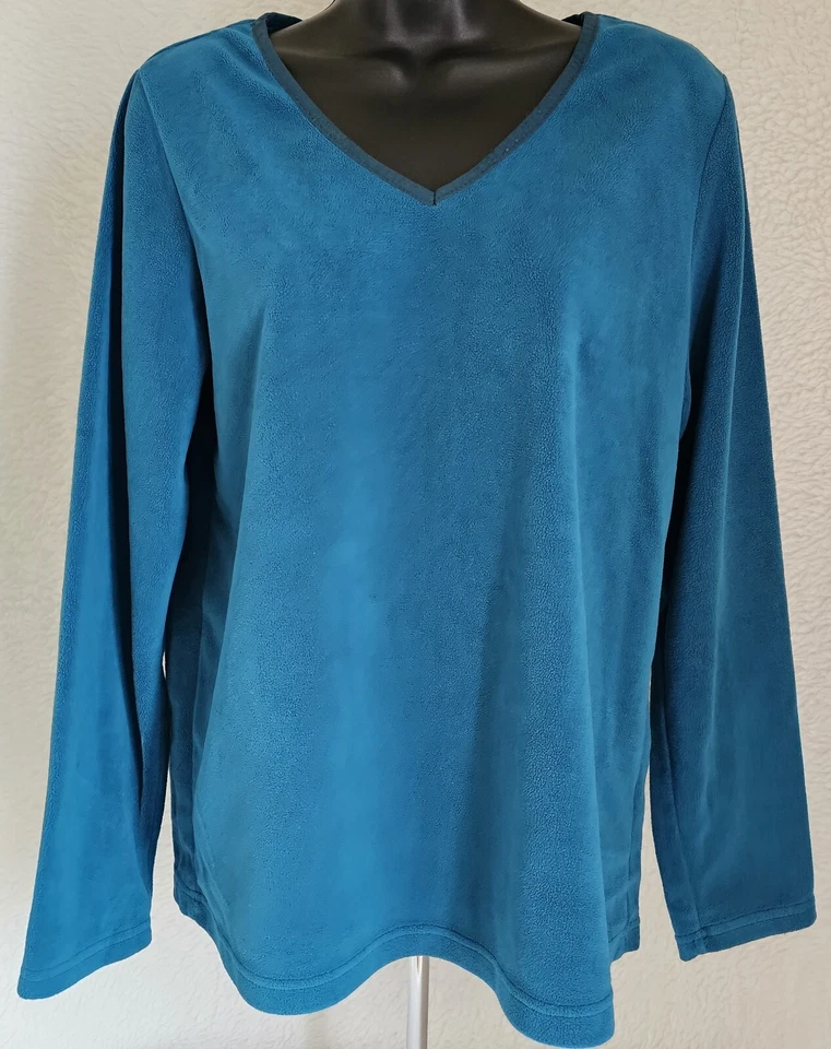 Basic Editions Womens Shirt Top Blouse Size S Small Bluish Green Fleece - Image 1 of 4