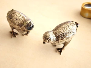Antique Spanish 800 Silver Baby Chicks Salt and Pepper Shakers - Picture 1 of 6