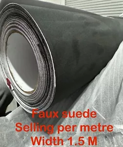 Charcoal Black Self Adhesive Faux Suede Sticker Felt Stretch for Car Interior - Picture 1 of 12