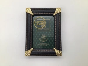 Picture Frame Leather FRAME for picture 3" x 2” Black,Gold - Picture 1 of 5