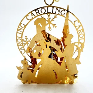 Tamerlane Ornament 3D Caroling Caroling Caroling 1983 24K Gold gemarkt Kirche USA - Bild 1 von 11