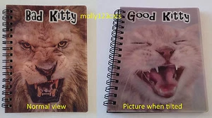3D Flip Change Picture Moving Image Lenticular Notebook Good Bad Kitty Cat Lion - Imagen 1 de 1