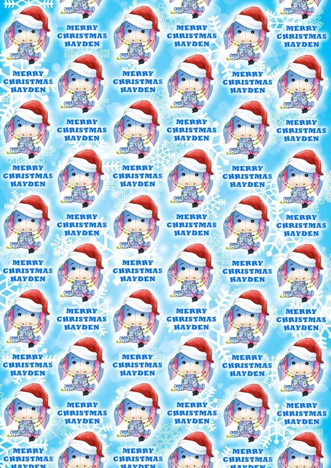 CUTE EEYORE Personalised Christmas Gift Wrap - Disney Pooh Bear Wrapping Paper - Image 1 of 1