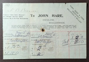 1916 John Hare Corn Seed & Cake Merchants Maltster & Miller Henlow Biggleswade - Picture 1 of 1