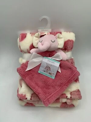 Difícil de Encontrar Nuevo Equipo Bebé Rosa Crema Elefante Bebé Manta y Lovey Conjunto de Seguridad Etiquetas Foto 1 de 4