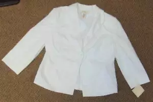 Womens Blazer Covington White Long Sleeve Button Front Jacket-size 10 - Picture 1 of 4