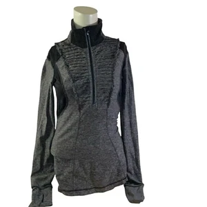 Chaqueta de yoga Lululemon manga larga gris negra ropa activa 1/2 cremallera manos frías - Imagen 1 de 12
