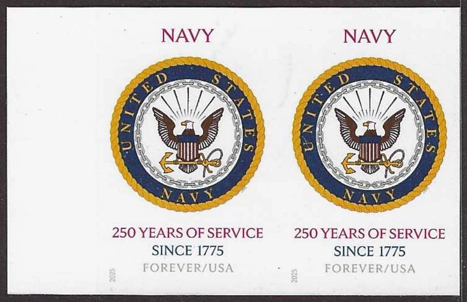 USA Sc. 6004a (F) U.S. Navy 2025  MNH H pair ***NO DIE CUTS*** - Image 1 of 1