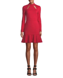 Alice + Olivia Marisela Mock-Neck Cutout Mini Dress Size 8 - Picture 1 of 6