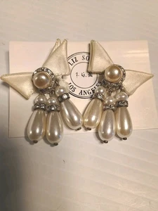 Liz Soto Rhinestone & Imitation Pearl Teardrop Earrings  - Picture 1 of 8