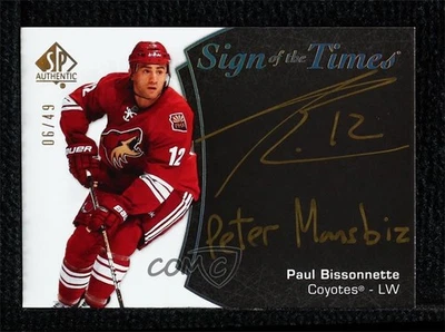 2021-22 SP Authentic Sign of the Times Black /49 Paul Bissonnette #SOTT-PB Auto - Image 1 of 2