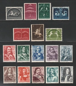 Netherlands, 1943-44, Famous Dutchmen, Etc., Used, Scott #s 245-261, Complete - Picture 1 of 2