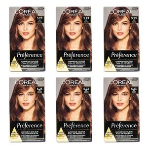 6PK Loreal Paris Preference Permanent Hair Colour/Dye 5.23 Very Deep Rose Gold - Picture 1 of 5
