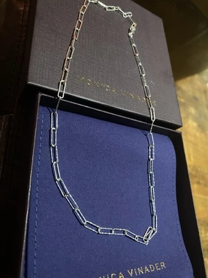 Collar de eslabones texturizados Monica Vinader Alta longitud hasta 18" plata de ley Foto 1 de 3