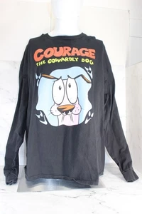 T-shirt manica lunga uomo Courage the Codardly Dog - mani sulla bocca - Foto 1 di 4