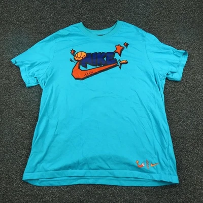 Nike Shirt Mens 2XL Blue Graphic Basketball Swoosh Tee T-Shirt Cartoon Logo - Image 1 of 4
