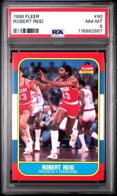 1986 86-87 Fleer Basketball Card ROBERT REID #90 Rockets PSA 8 - Image 1 of 2