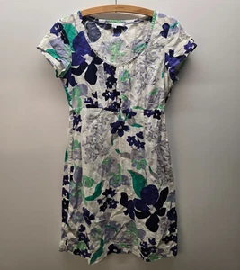 Boden Fit & Flare Kleid Damen Größe 10 Weiß Blumendruck Flügelärmel Empire-Taille - Bild 1 von 7