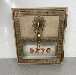 Vintage American Device Brass Art Deco Postal Mailbox Door w/ Lock & Key - Picture 1 of 9